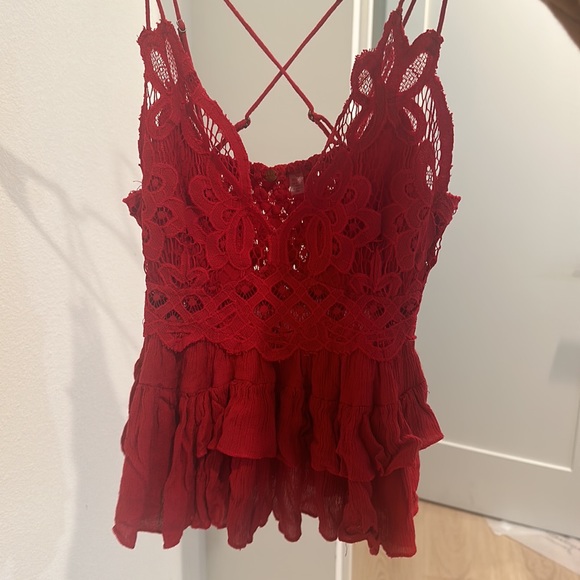 Free People Adella Cami in Cherry Red - Picture 6 of 9